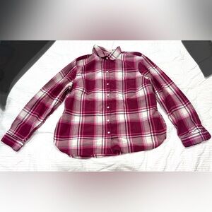 Old Navy Plaid Shirt - Burgundy Pink and White